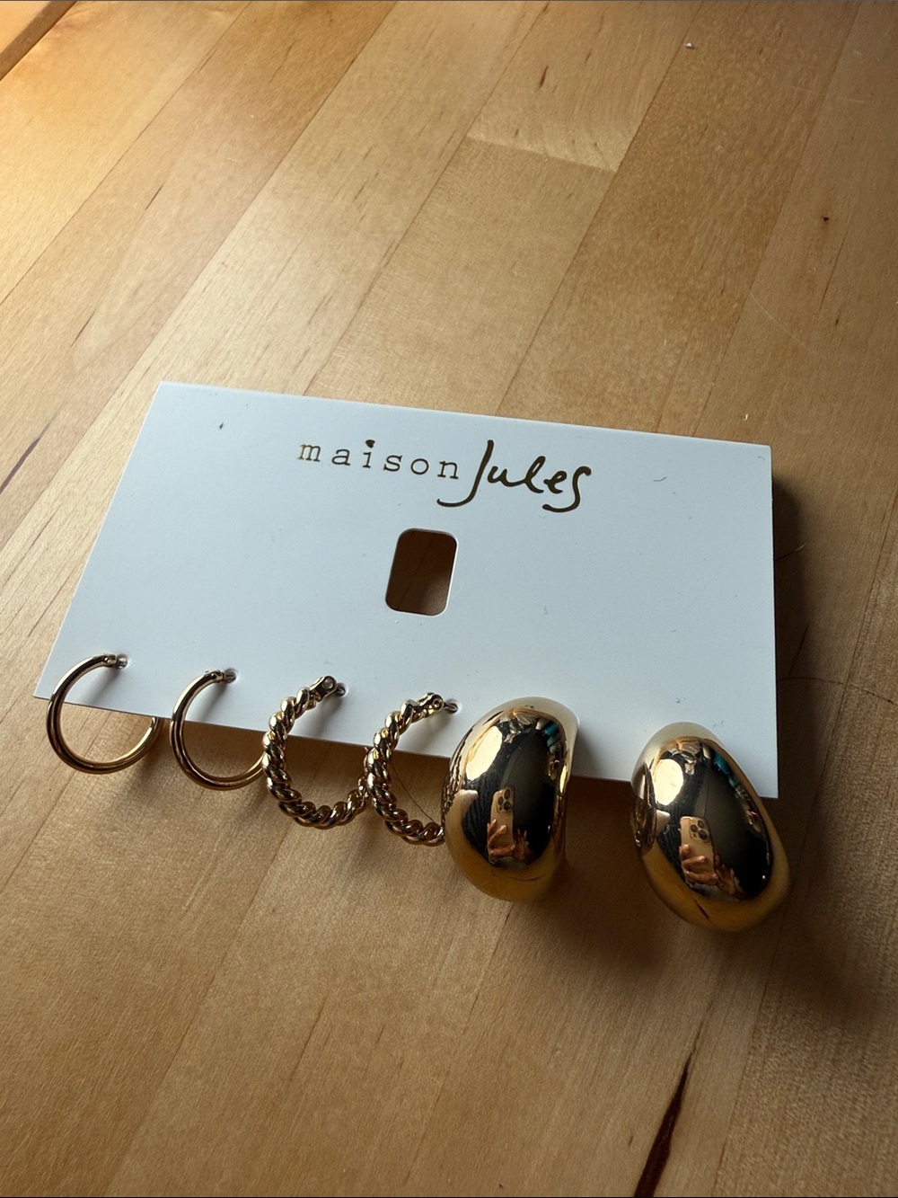 Maison Jules Gold Tone Mixed Hoop Earring Set